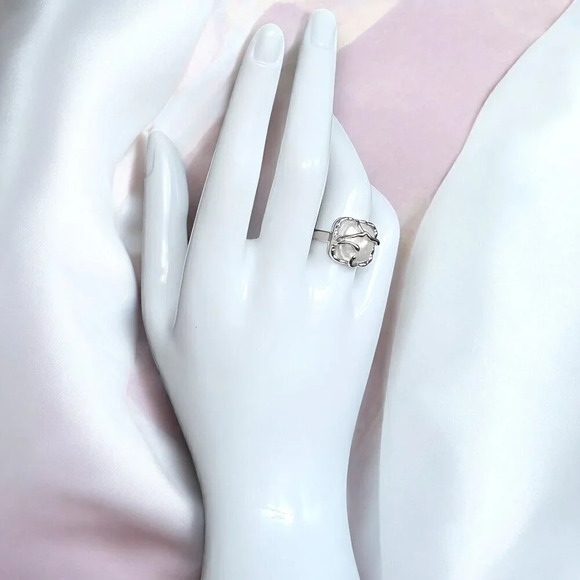 🆕️S925 Sterling Silver Adjustable Baroque Pearl Ring 💍Trendy Intricate Design - Picture 10 of 15